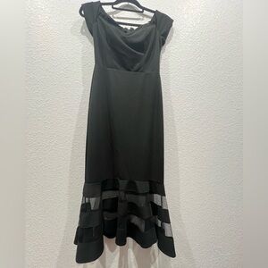 Rebecca B. Black Sleeveless Cowl Neck Cocktail Gown